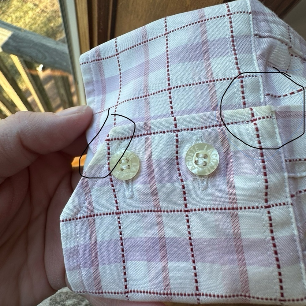 Lacoste pink purple plaid vintage button down shirt size 39 medium - Picture 10 of 10